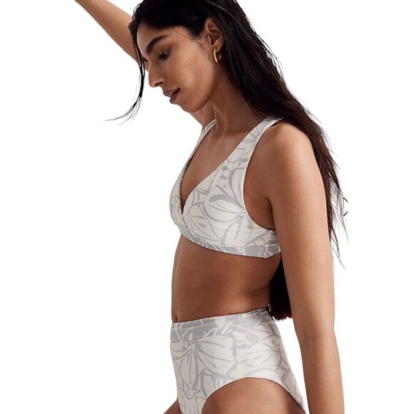 Madewell Reversible Bikini Set Abstract Flora Sz L NWT High Waist Beach Pool - Picture 2 of 16